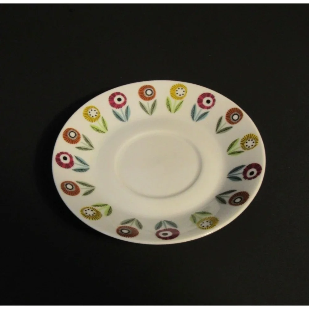 Upsala-Ekeby Karlskrona Sweden Saucer Mid-Century Modern Floral Daisy 6 inch